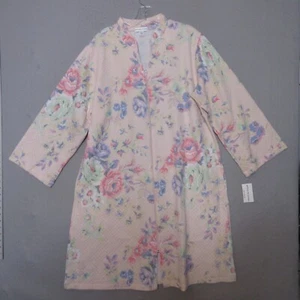 Miss Elaine Robe Women Large Pink Floral Pockets Zip Front Quilted Tassel NWT - Picture 1 of 12
