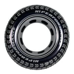 Black Wheel Tire Swimming Ring PVC Summer Car Tire Swim Ring Band for Women Men - Picture 1 of 12