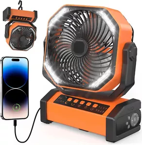 Camping Fan with LED Lantern 20000mAh Rechargeable Battery Operated Outdoor - Picture 1 of 12