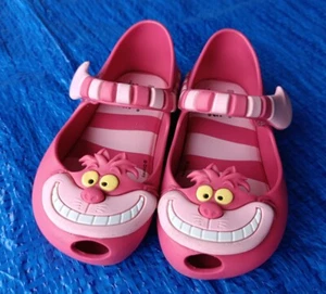 ALICE'S CHESHIRE CAT - MINI MELISSA- Pink Mary Jane Shoes (Girls Sz 7) Hook Loop - Picture 1 of 10