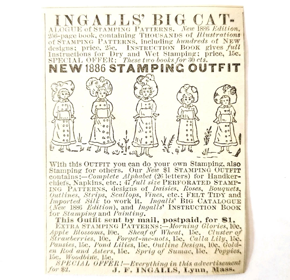 Catálogo de estampación grande Ingalls 1885 anuncio artesanías victorianas ADBN1A15 Foto 1 de 1