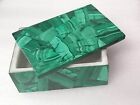 Rectangle Marble Trinket Box Malachite Stone Overlay Work Cosmatic BOX for Her