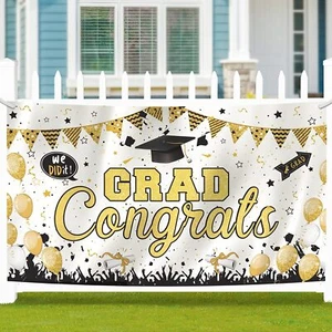2022 Graduation Banner,Extra Large 74.8x43.3 INCH Congrats Grad backdrop - Picture 1 of 7