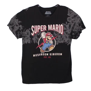 Nintendo Super Mario T-Shirt Black Size M-L Mushroom Kingdom Graphic Gamer - Picture 1 of 7