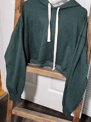 Arizona Jeans Co Hooded Sweatshirt Hunter Green size Large crop style - Image 1 of 4