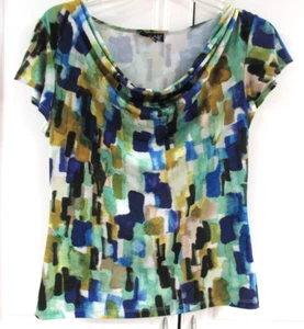 Metrostyle Women Size M Blue/Green Multicolor Short Sleeve Top Blouse! - Bild 1 von 3
