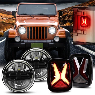 Faros traseros LED halo 150W punto 7 pulgadas para Jeep TJ CJ5 CJ7 última actualización Foto 1 de 4