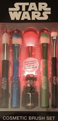 SEALED Star Wars Disney Cosmetic Brush Set of 5 Vader Brush Lightsaber Lights Up - Image 1 of 3