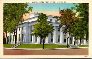 United States Post Office Athens Georgia Linen Postcard - Picture 1 of 2