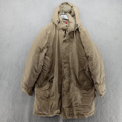 Lands End Jacket Coat Mens XL Khaki Green Full Zip Down Feather Hooded Parka - Image 1 of 4