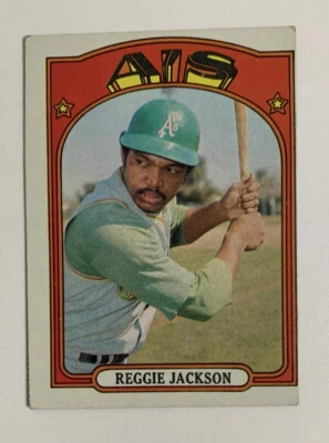 Tarjeta de béisbol 1972 Topps Reggie Jackson # 435 Oakland Athletics A’s HOF Miscut Foto 1 de 2