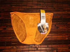 Neu mit Etikett Vintage orangefarbenes String-Bikinihöschen "seidene Spitze" Größe 6 M von Vassarette - Bild 1 von 3