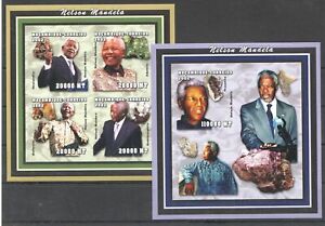 121.MOZAMBIQUE 2002 Imperf Briefmarke M/S + S/S Nelson Mandela, Edelsteine,