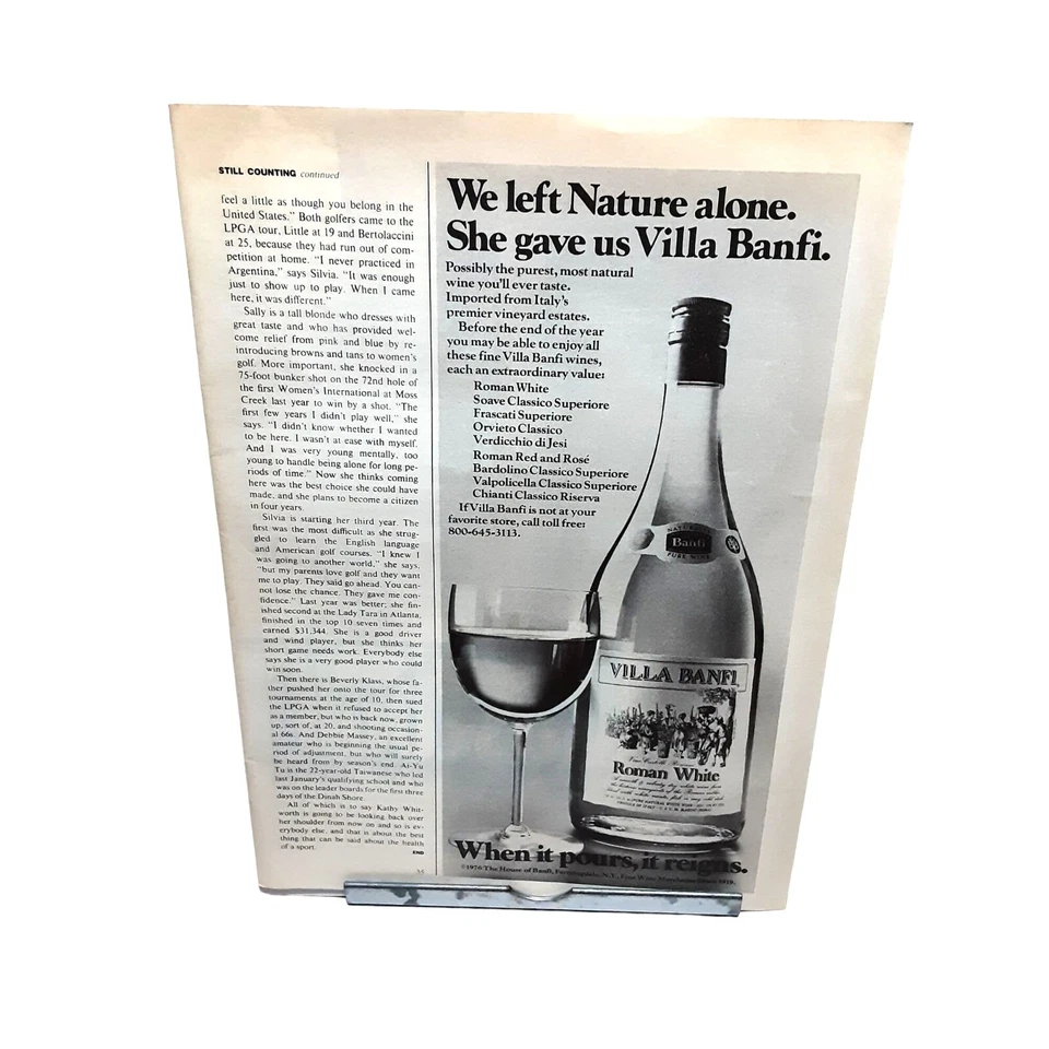 Anuncio impreso Villa Banfi 1977 vino romano vintage izquierda sola naturaleza Foto 1 de 1