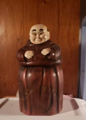 Vintage 12” Ceramic Glazed Monk Friar Cookie Jar Thou Shalt Not Steal! - Image 1 of 4