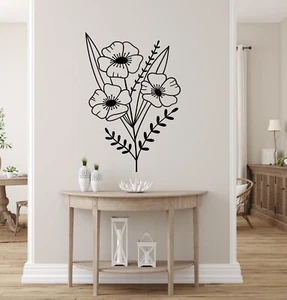 Field Flowers Wall Decal Line Art Floral Sticker Room Décor Removable AA102 - Picture 1 of 3