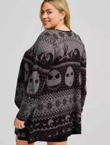 Torrid Disney Nightmare Before Christmas Jack Fair Isle Drape Cardigan NEW - Bild 1 von 18