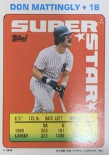 1990 Topps Mini Super Star Sticker Card Don Mattingly NMMT #34