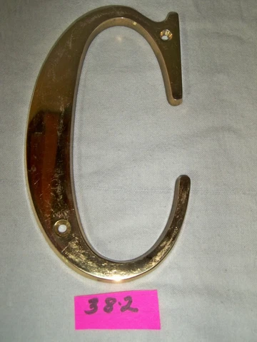 Vintage Solid Brass Letter Initial "C" Door Wall Address Sign 6" inch Cover