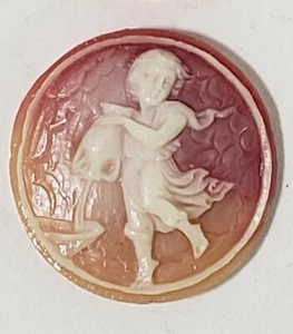 :arge Resin Raised Relief Cameo Unset Greek Child Pours Water 1" Across Lot of 2 - Picture 1 of 5