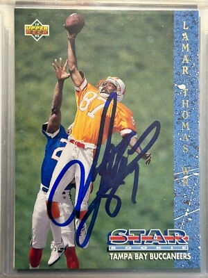 1993 Upper Deck #26 Lamar Thomas ROOKIE Tampa Bay Buccaneers RC AUTO Signed - Image 1 of 2
