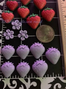 Strawberries-flower-food handmade silicone mold for crafts (very small) - Picture 1 of 6