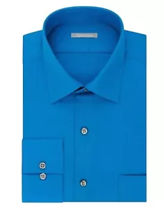 Van Heusen Mens Dress Shirt Classic-Fit Long Sleeve Lux Sateen No Iron Blue NWT - Picture 1 of 2