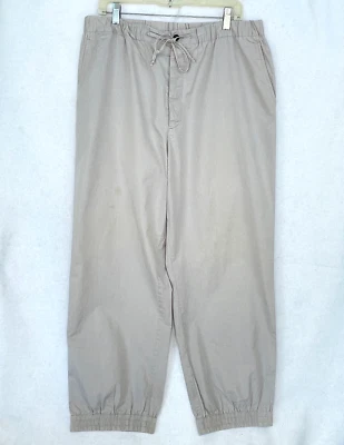 Lanvin Trousers Pants Size 58 Mens Elastic Waist Pant Hem Drawstring Khaki - Image 1 of 4