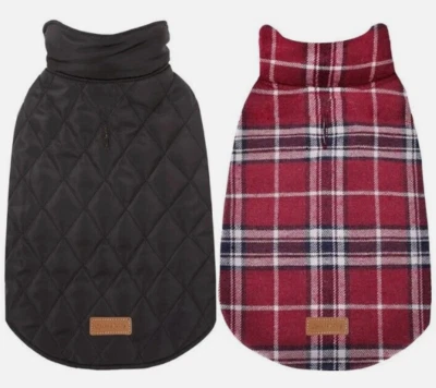 Пятнистый играть теплый собаки пальто, красный клетку, водонепроницаемый двусторонняя куртка для собаки, (XL) - Изображение 1 из 4
