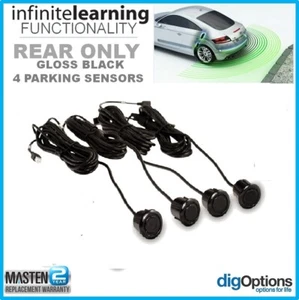 Car Rear Reversing Parking 4 Black Sensors Backup Kit Buzzer Paintable Matte - Foto 1 di 2