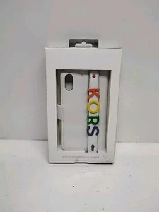 Funda y billetera MICHAEL KORS iPhone XR blanca con letras arco iris NUEVA EN CAJA SELLADA - Imagen 1 de 10
