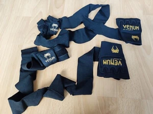 Venum Kontakt Gel Handschuh Wraps - Schwarz/Gold - GrößeXS  +  Reflexball Kinder - Bild 1 von 5