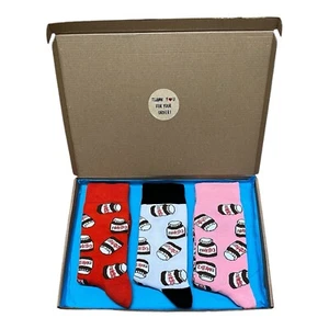 3 Pairs Nutella Gift Set/Cute Socks/Colourful Funny Socks/Unisex Socks/Christmas - Picture 1 of 4