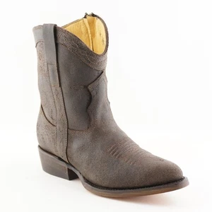 Grinders Women's Dakota Brown Leather Side Zip Short Calf Ankle Western Boots - Picture 1 of 10