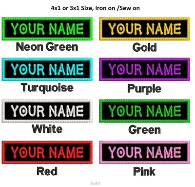 Custom Name Tag Personalized Embroidered Iron on Patch Bikers, Uniforms, Dotti - Image 1 of 4