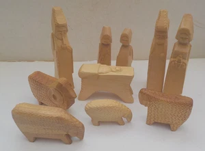 10 tlg.  Krippenfiguren Set aus Holz für Weihnachtskrippe DDR Handarbeit - Bild 1 von 10