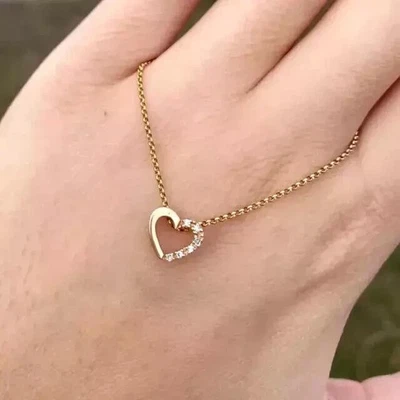 Ciondolo catena cuore donna diamante creato in laboratorio tondo 1 ct... - Immagine 1 di 3