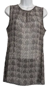 CAbi Women Blouse Top Chloe Tunic Sheer Abstract Print Sleeveless Size Small - Picture 1 of 10