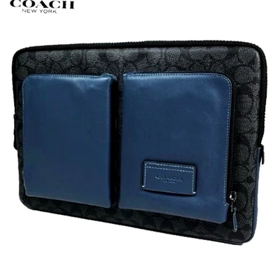 COACH Utility Laptop Case Colorblock Signature Lona CE701 Carvão NOVO🎀NOVO COM ETIQUETAS🎁 - Imagem 1 de 4
