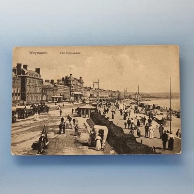 Weymouth Postcard 1911 Dorset Esplanade Kiosk Style Bathing Machines - Image 1 of 2