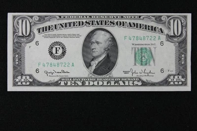 $10 1950 CU Narrow Federal Reserve Note F47848722A plain series F6 Atlanta ten $ - Image 1 of 3