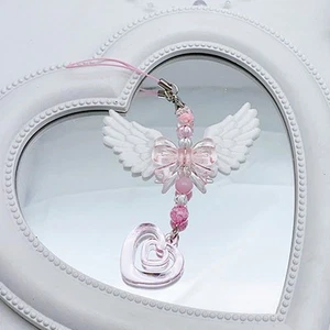 Lovely Wings Bow Heart Mobile Strap Pendant Sweet Keychain Bags Decorative Gi-yg - Picture 1 of 6