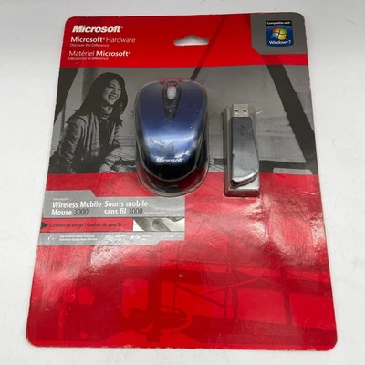 NOS Microsoft Wireless Mobile Mouse 3000 PC Mac Tilt Wheel USB Blue NEW - Image 1 of 3