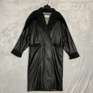 Vintage Pelle Studio Leder langer Trenchcoat Damen groß komplett gefüttert Animal - Bild 1 von 9