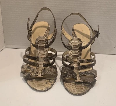 Vintage Boutique 9 Leather Snake Skin High Heels Size 8m - Image 1 of 4