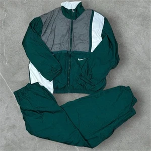 Vintage Nike 90s Retro Sz XXL Track Suit Green White Two Piece Rare Baggy Swoosh - Picture 1 of 19