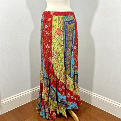 Carrie Allen Skirt Womens M Tiered Ruffle Psychedellic Flowy Festival Boho - Image 1 of 4