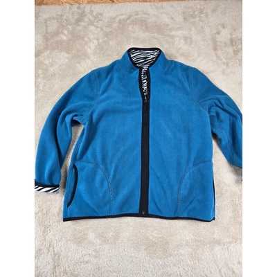 Chaqueta polar Kim Rogers Petite para mujer azul y estampado de cebra reversible con cremallera PXL Foto 1 de 4