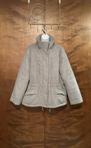 Talbots cappotto imbottito misto lana zip intera donna L grigio foderato invernale NO CAPPUCCIO EUC - Foto 1 di 18