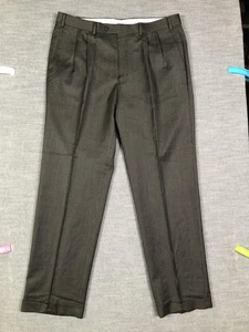 Lauren Ralph Lauren Pantalones Para Hombres 36x32 Marrón Lana Plisado Vestido Pantalones Clásicos - Imagen 1 de 10